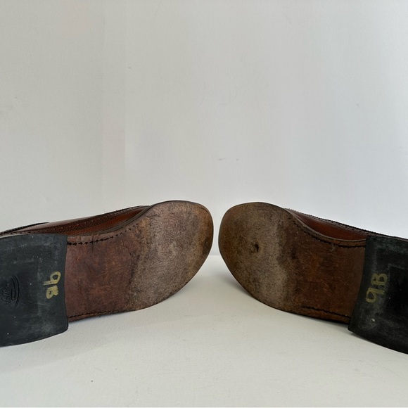 VTG JC Penny’s O’Sullivans Men’s Brogue Dress Shoes Wingtip Size 9 Tan Leather - Picture 11 of 15